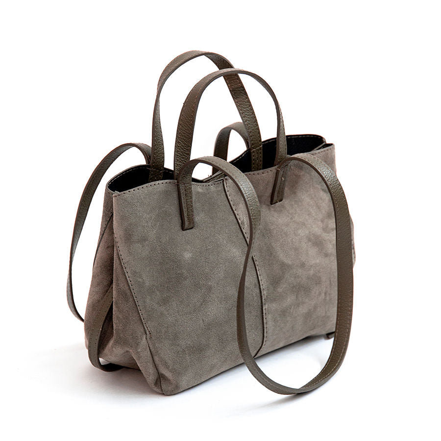 LANA - double handle shopping bag in leather and acacia suede