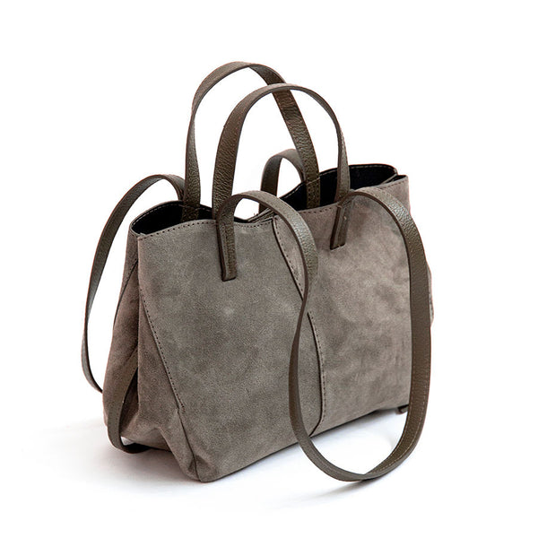 LANA - double handle shopping bag in leather and acacia suede