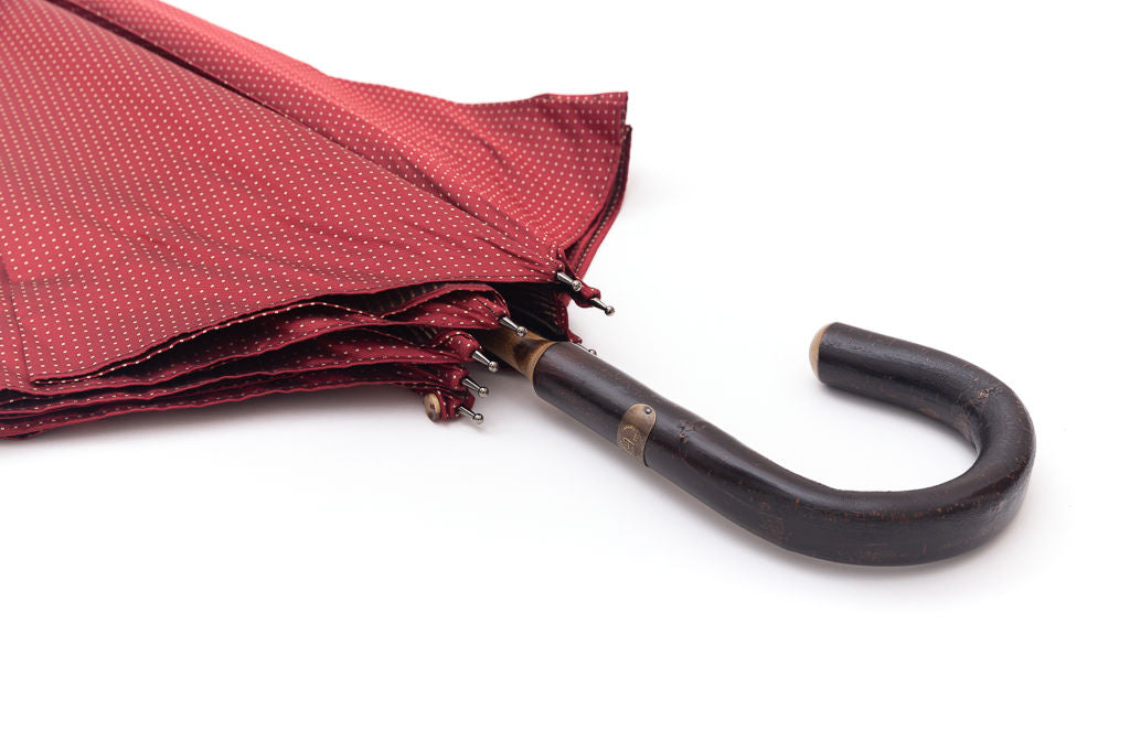 Mario Talarico red polka dot chestnut wood umbrella