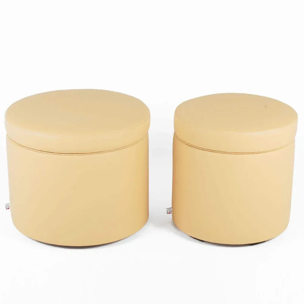 PANDORA 50 ROUND ECO, Pouf Contenitore Ecopelle Rotondo 50 h42