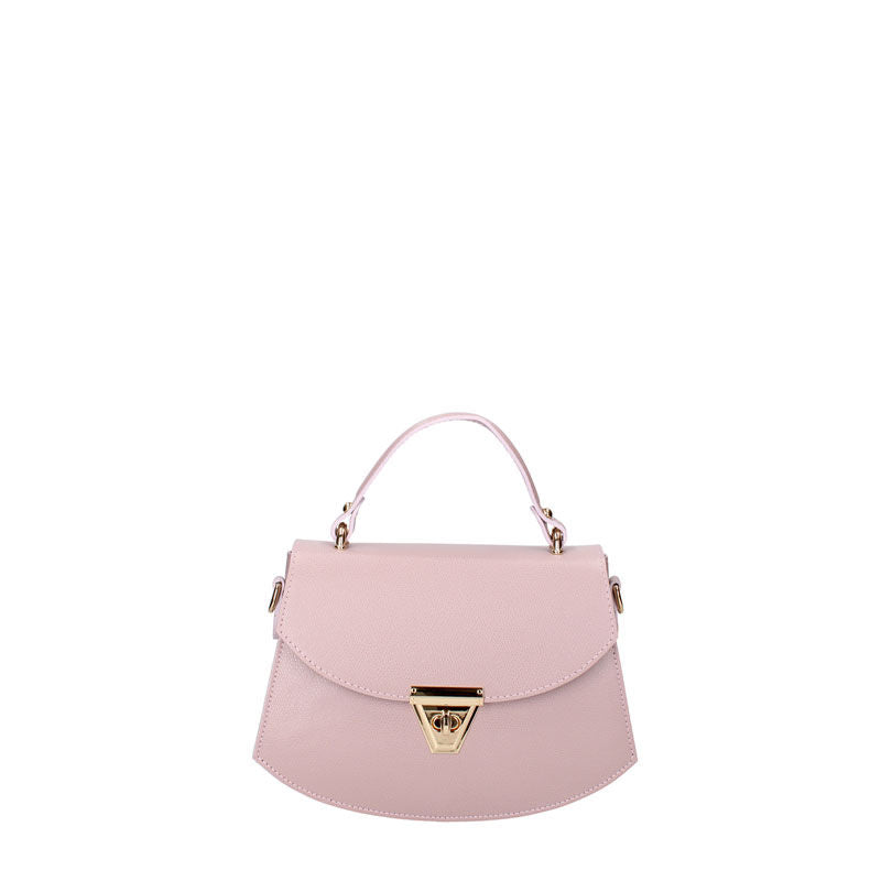 Small Leather Women's Handbag with Twist Closure - 7202. 
