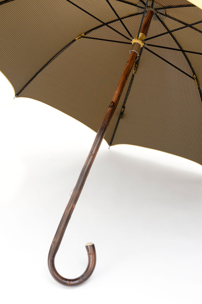 Mario Talarico yellow polka dot umbrella in chestnut wood