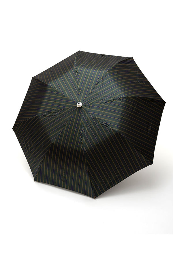 Mario Talarico folding umbrella green with stripes chestnut handle