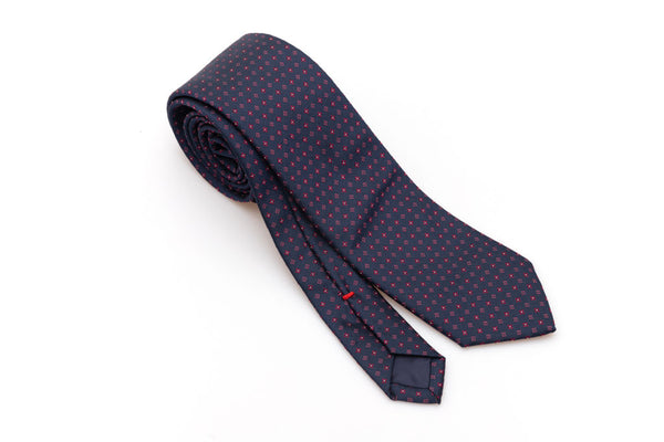 Blue tie with pure silk geometry