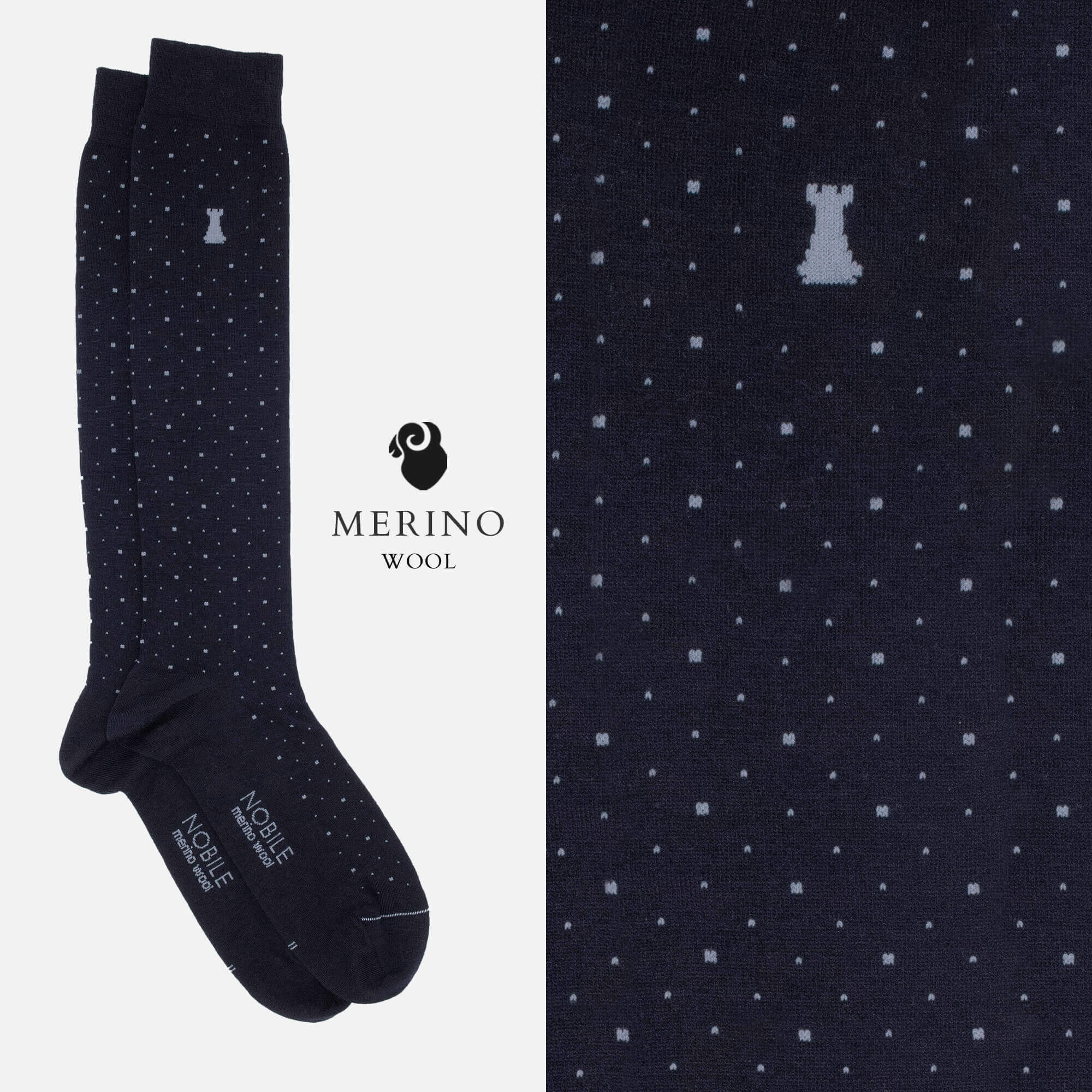 Soffici Pois - Box da 6 calze lunghe in lana Merino a pois