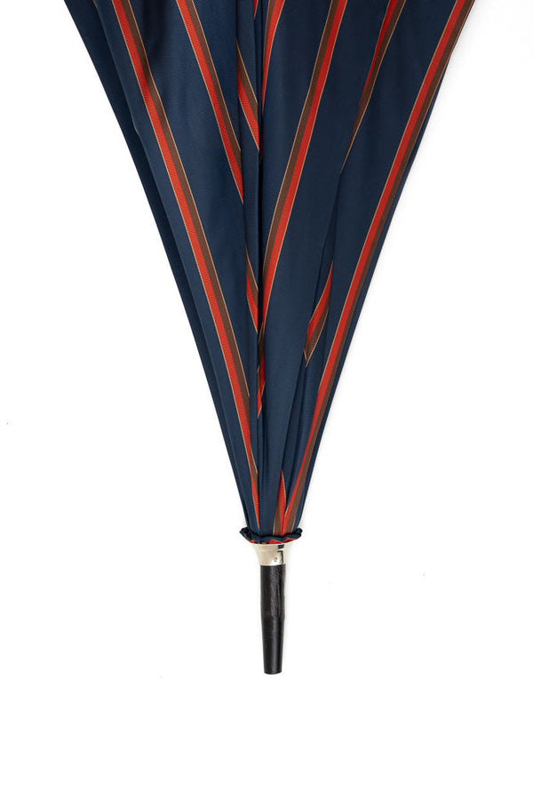Mario Talarico umbrella blue with red and brown stripes in chestnut wood