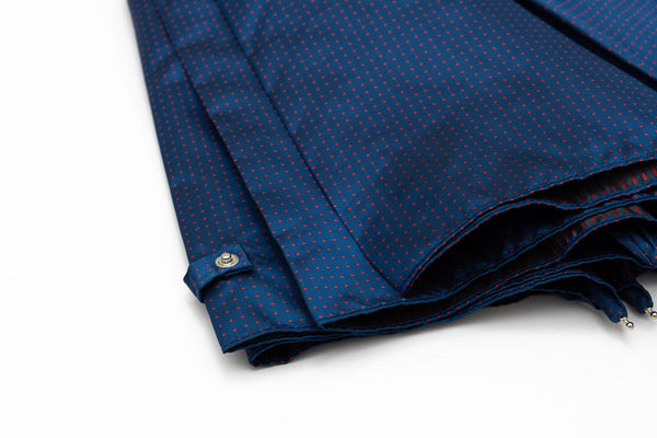 Mario Talarico blue polka dot folding umbrella with bamboo handle