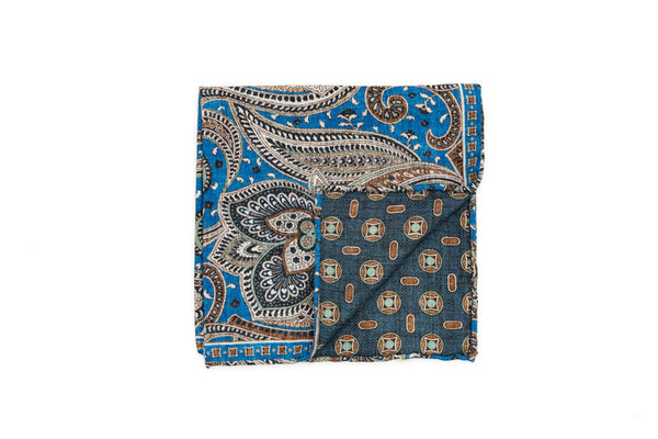 Blue patterned clutch bag in pure silk