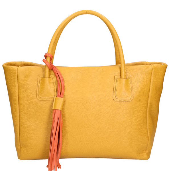 Large Women's Handbag with Leather Pendant - 6503.