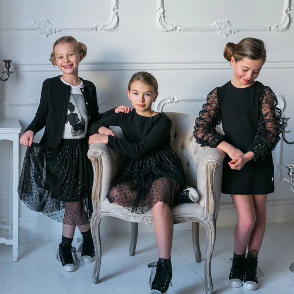 GONNA TULLE POIS GLITTER NERA