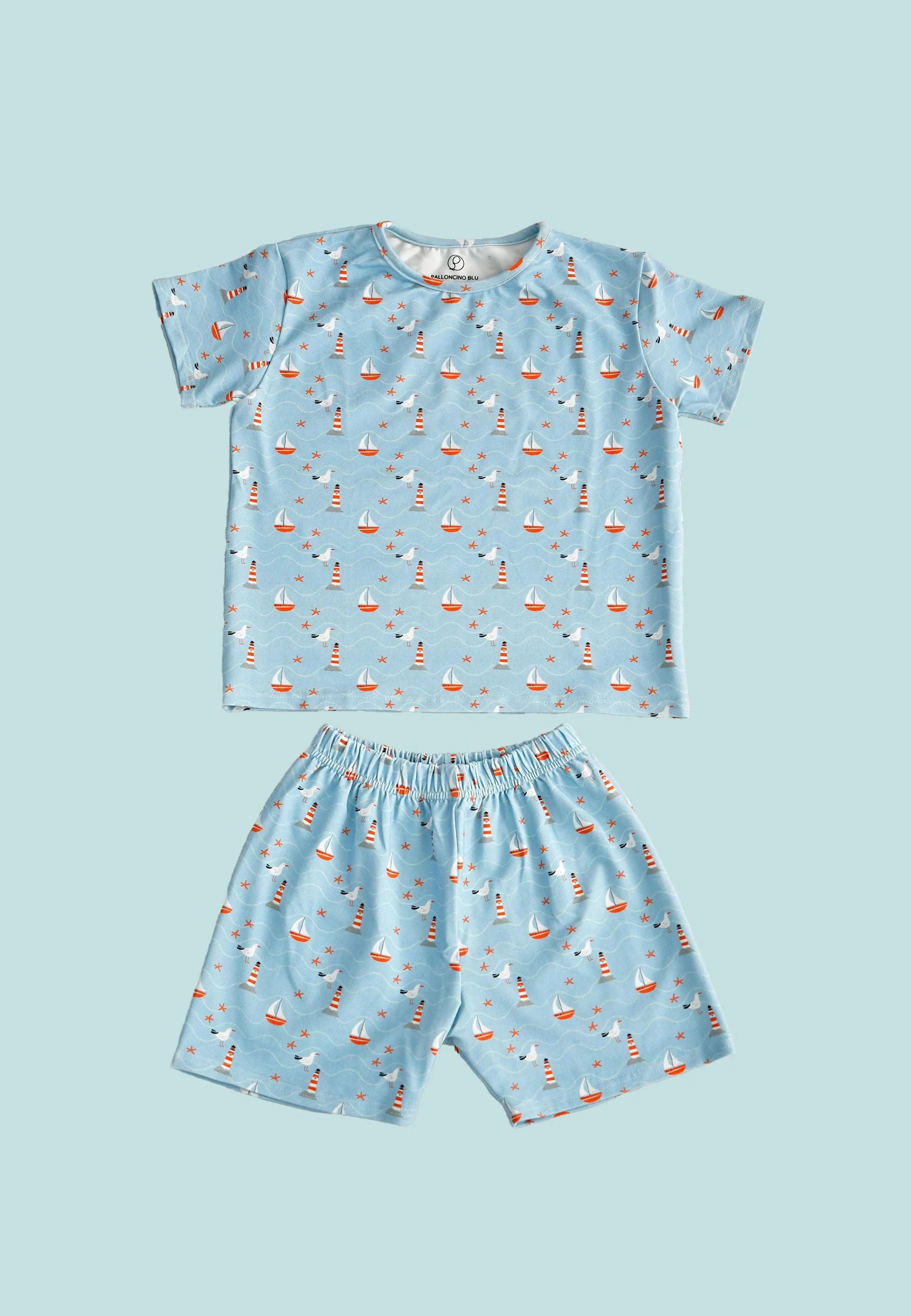 Two-piece bamboo pajamas - Sea - Blue balloon