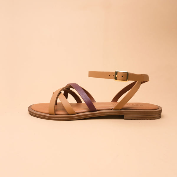 Cornelia leather sandal - white - burgundy