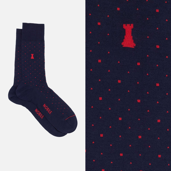 Polka Dot Night Box - Short socks 3 x Amaranth polka dots &amp; 3 x Silver polka dots on Blue