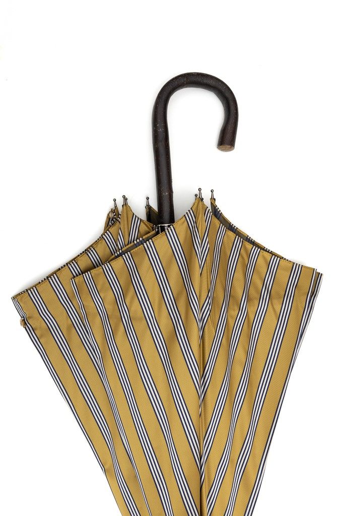 Mario Talarico ochre striped chestnut wood umbrella