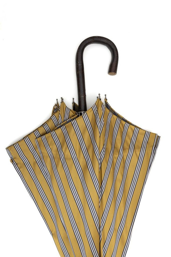 Mario Talarico ochre striped chestnut wood umbrella