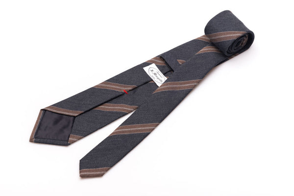Regimental grey tie in pure wool