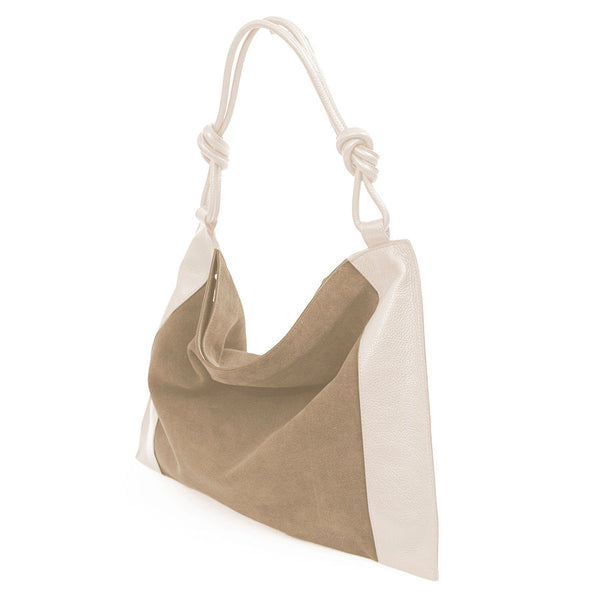 MARPHY - Maxi sacca in pelle e camoscio taupe