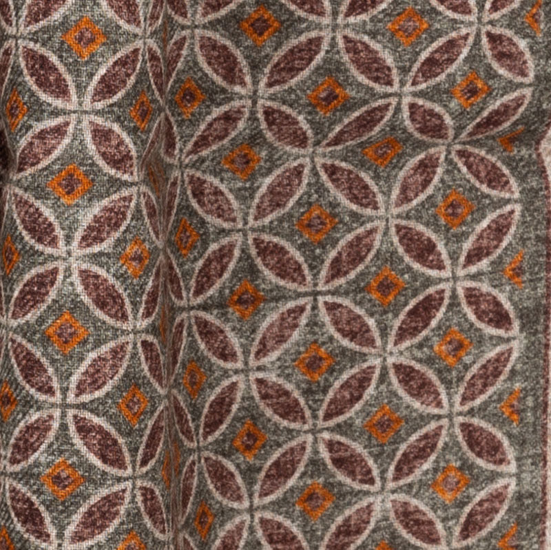 Sciarpa marrone fantasia in pura lana