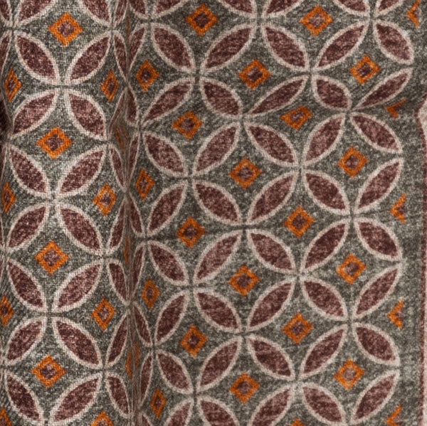 Sciarpa marrone fantasia in pura lana