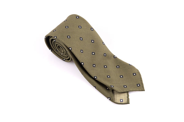 Green pure wool unlined tie