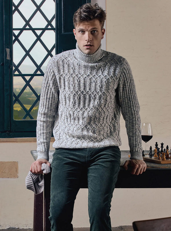 DOUBLE TWIST TURTLENECK WITH FANTASY YARN