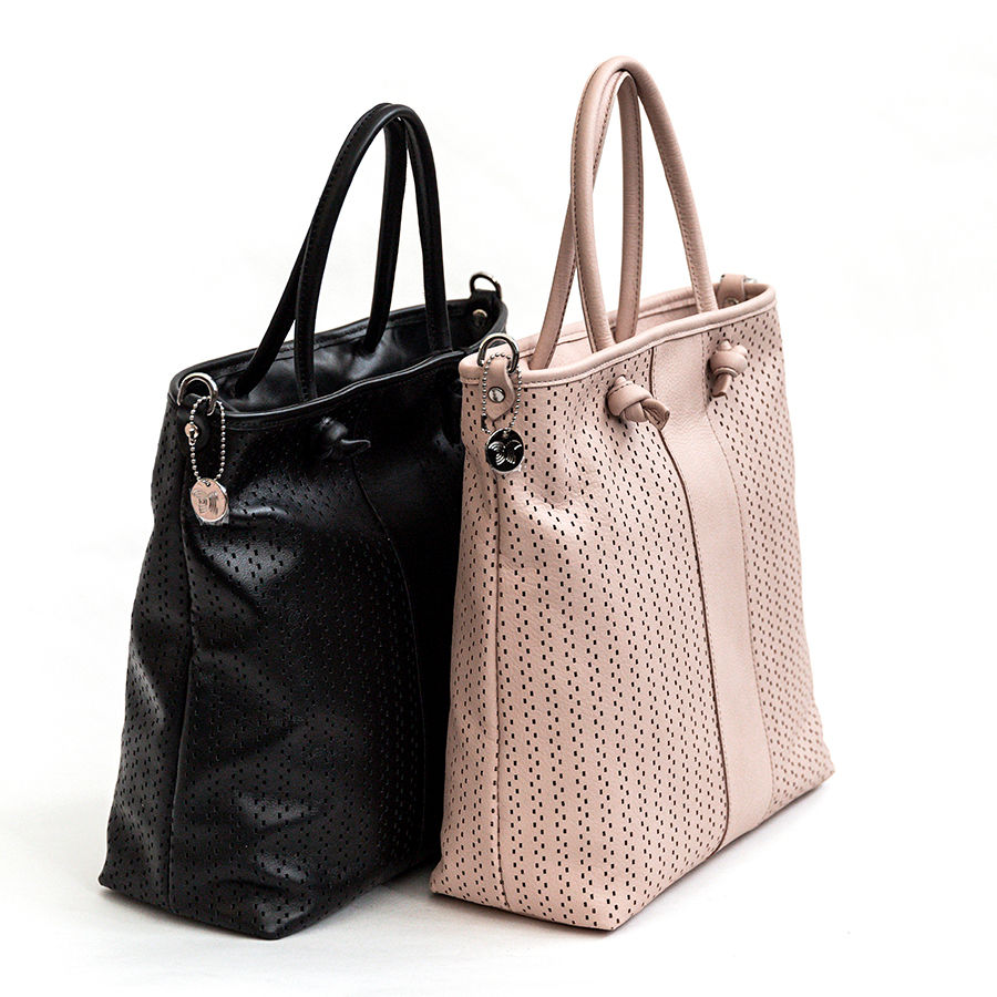 ZELIA SHOPPING - Borsa in pelle nappa forata cipria