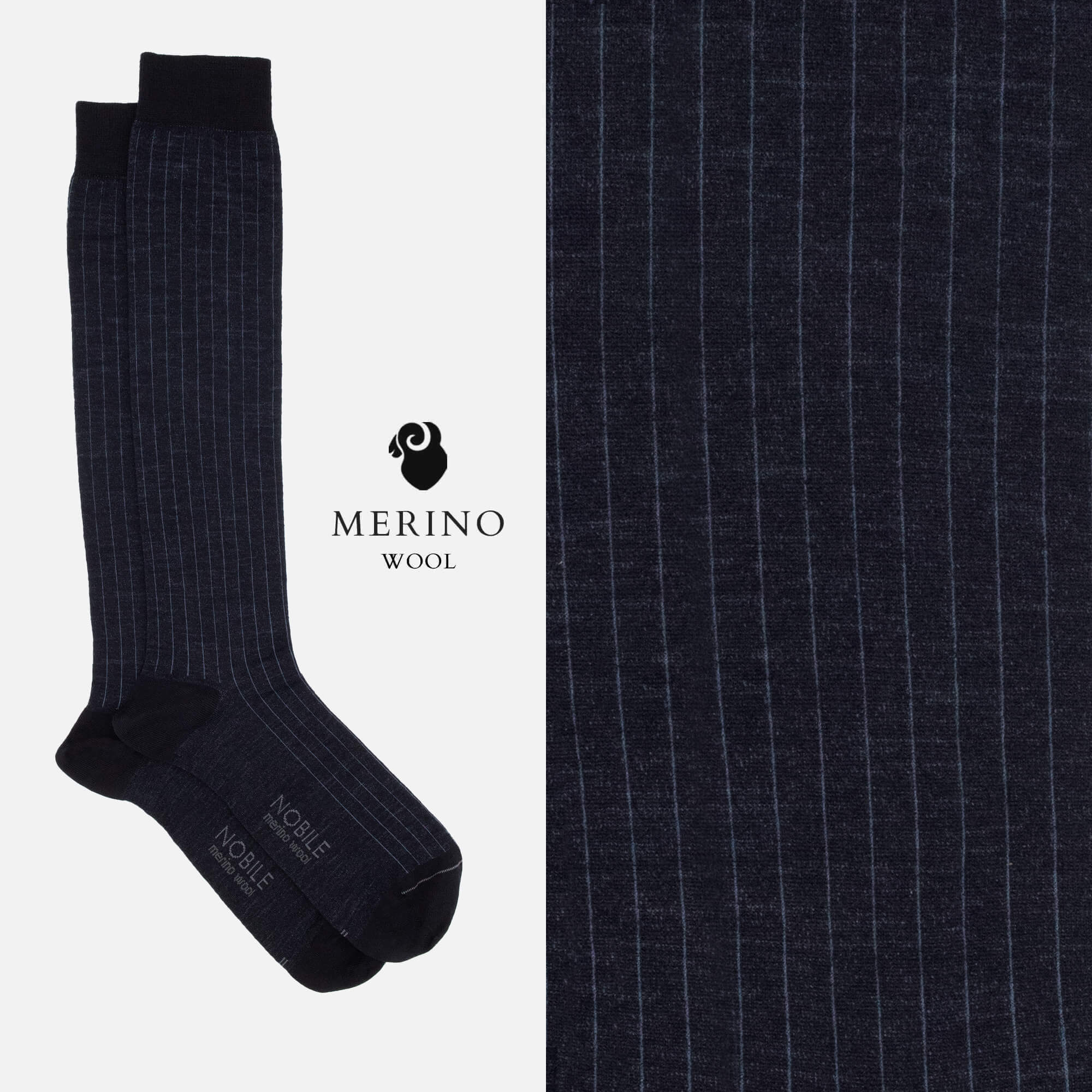 Tiziano - Long sock in finely ribbed Merino wool
