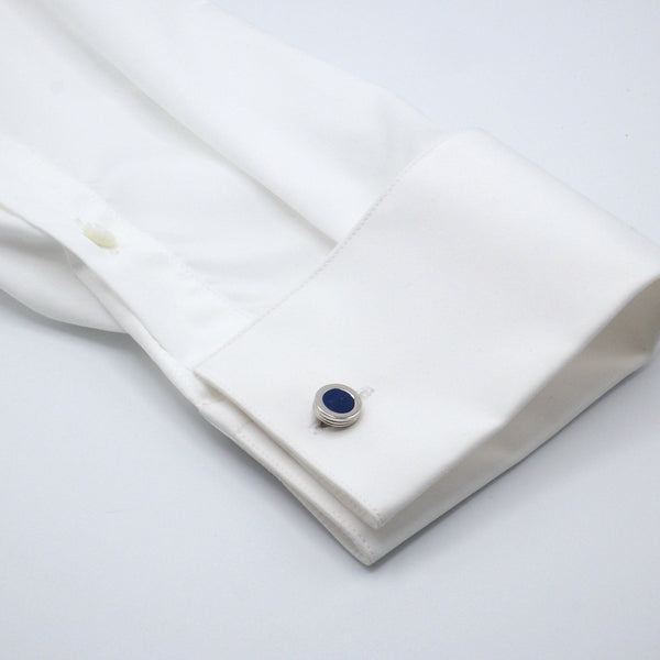 Elegant Round Blue Cufflinks
