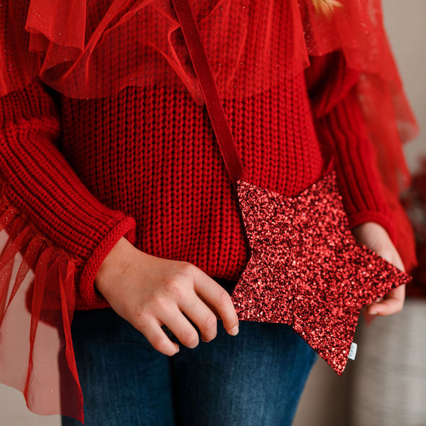 RED GLITTER STAR BAG
