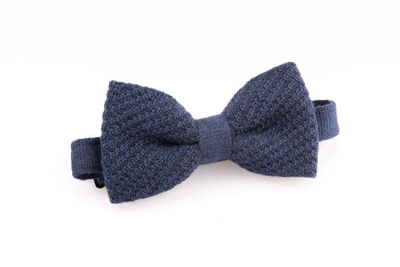 Midnight blue pure wool bow tie