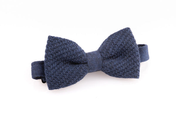 Midnight blue pure wool bow tie