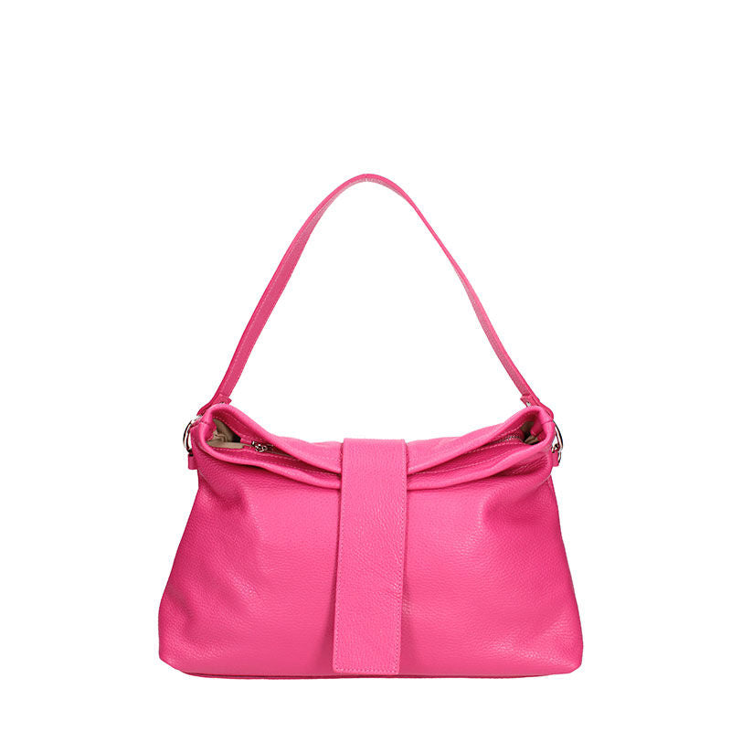 Large leather shoulder bag with central band - 7158. 