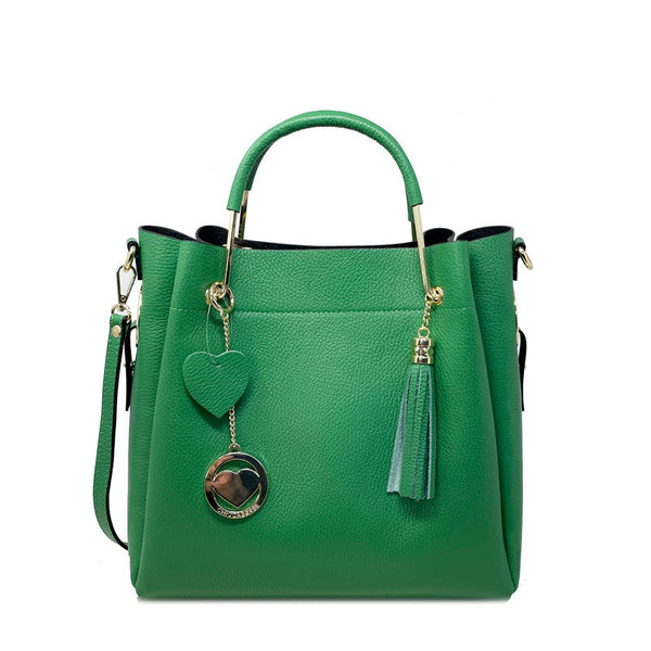 Large Women's Handbag in Dollaro Leather with Metal Handles - Bologna 34023.