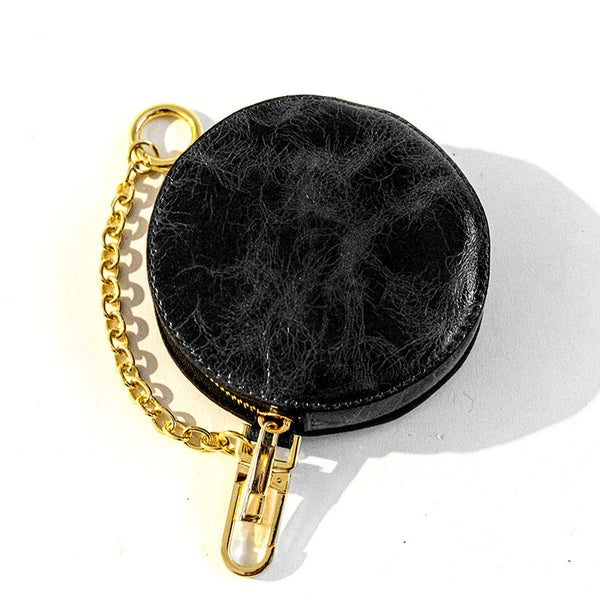 POUCH - black vintage leather coin purse