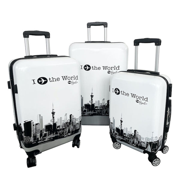 Set of 3 ABS hard trolley suitcases with pattern - RIGIDO_FANTASIA. 