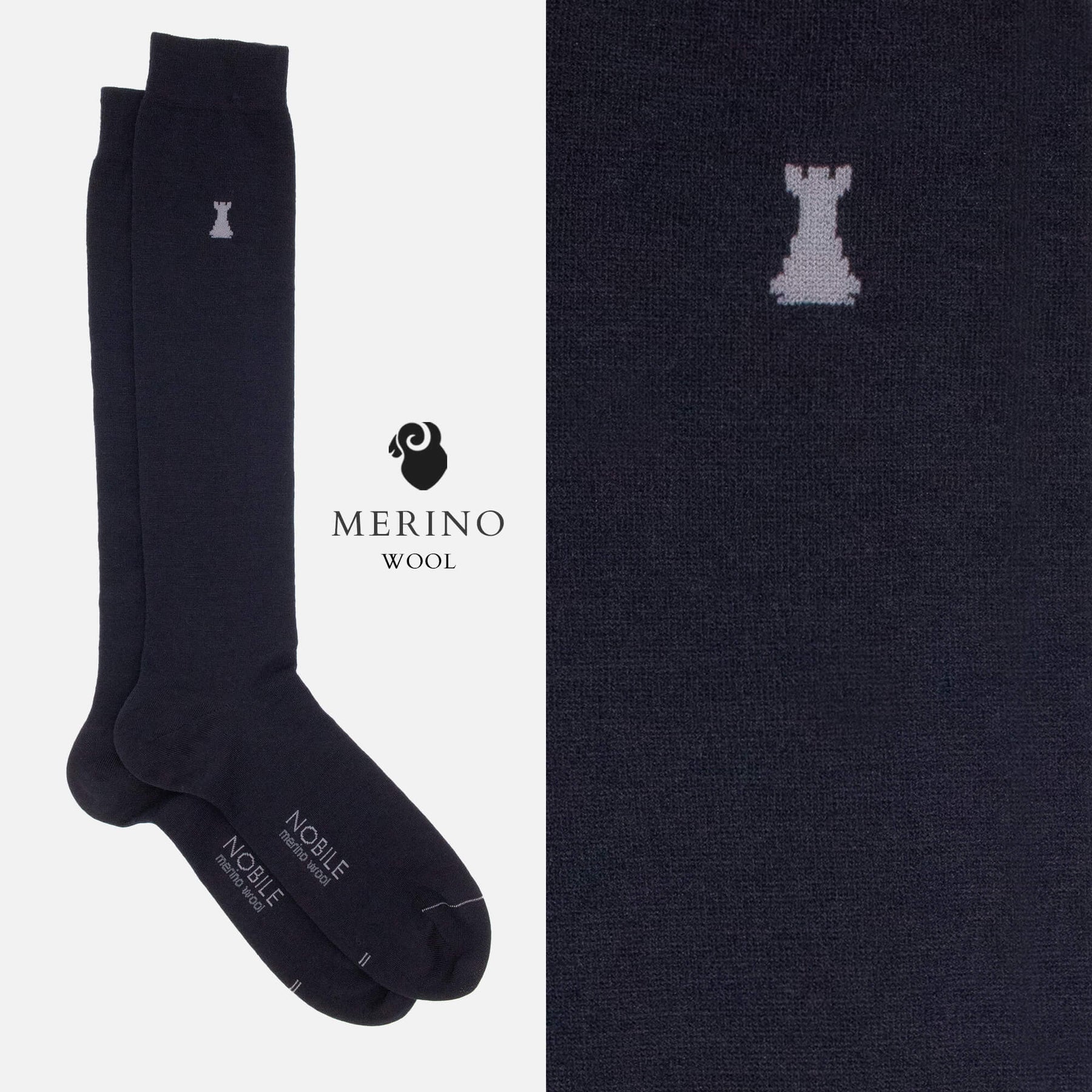 Wool Colors - Box of 6 long socks in solid color Merino wool