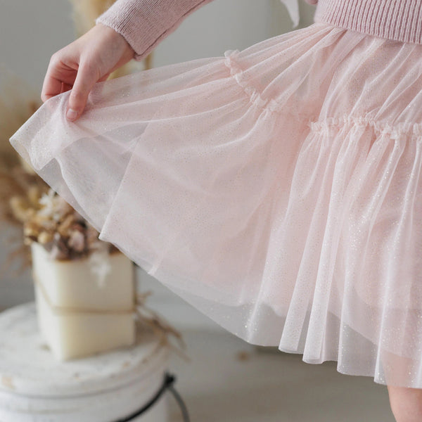 GLITTER TULLE SKIRT WITH DOUBLE RUFFLE