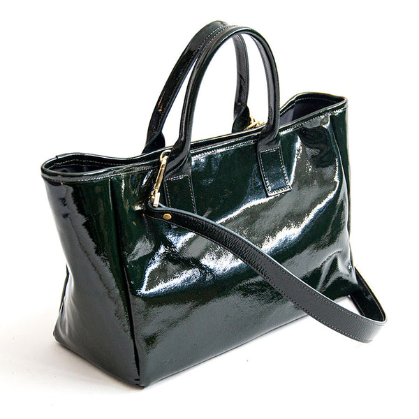 MILANO VERNICE - dark green patent leather bag