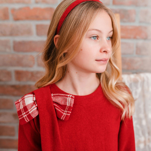 MAGLIA CALDO COTONE ROSSO CON FIOCCO QUADRI