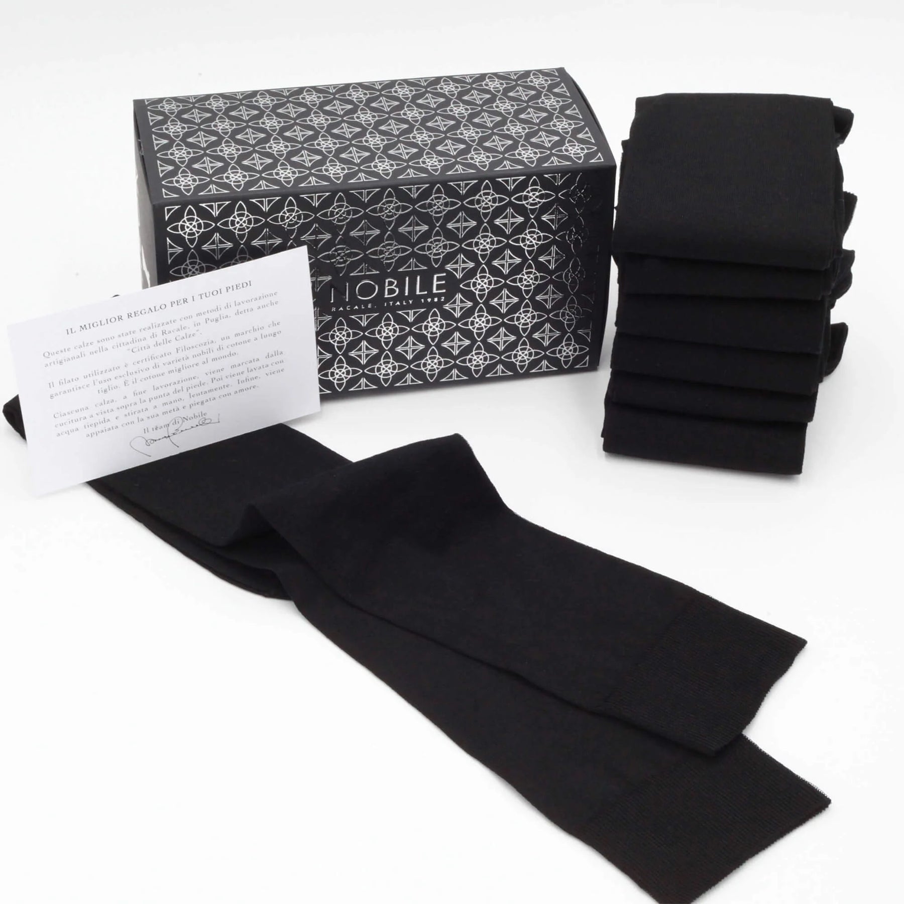 Box Chiffon Long Socks in Filoscozia® - 6 pairs black