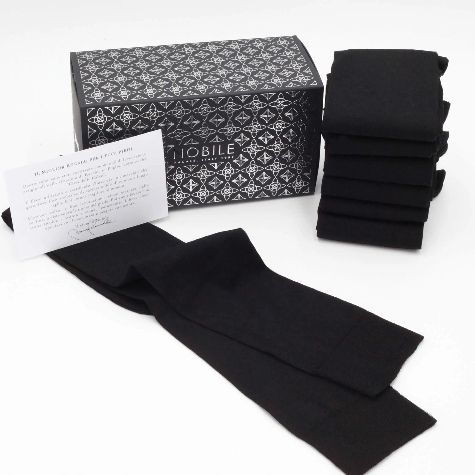 Box Chiffon Long Socks in Filoscozia® - 6 pairs black