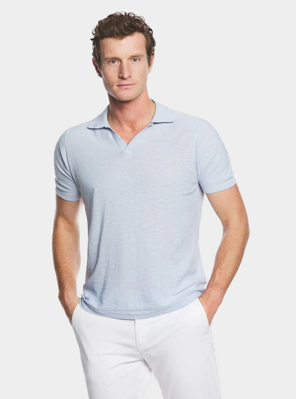 Polo in maglia in cotone e lino