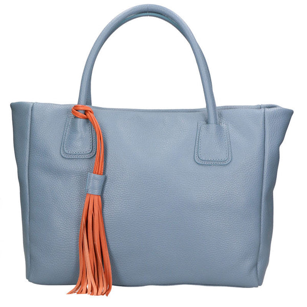 Large Women's Handbag with Leather Pendant - 6503.