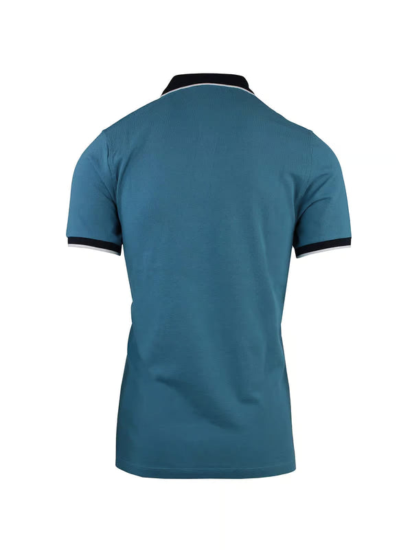 SHORT SLEEVE PIQUET POLO SHIRT WITH STRIPED UNDER COLLAR