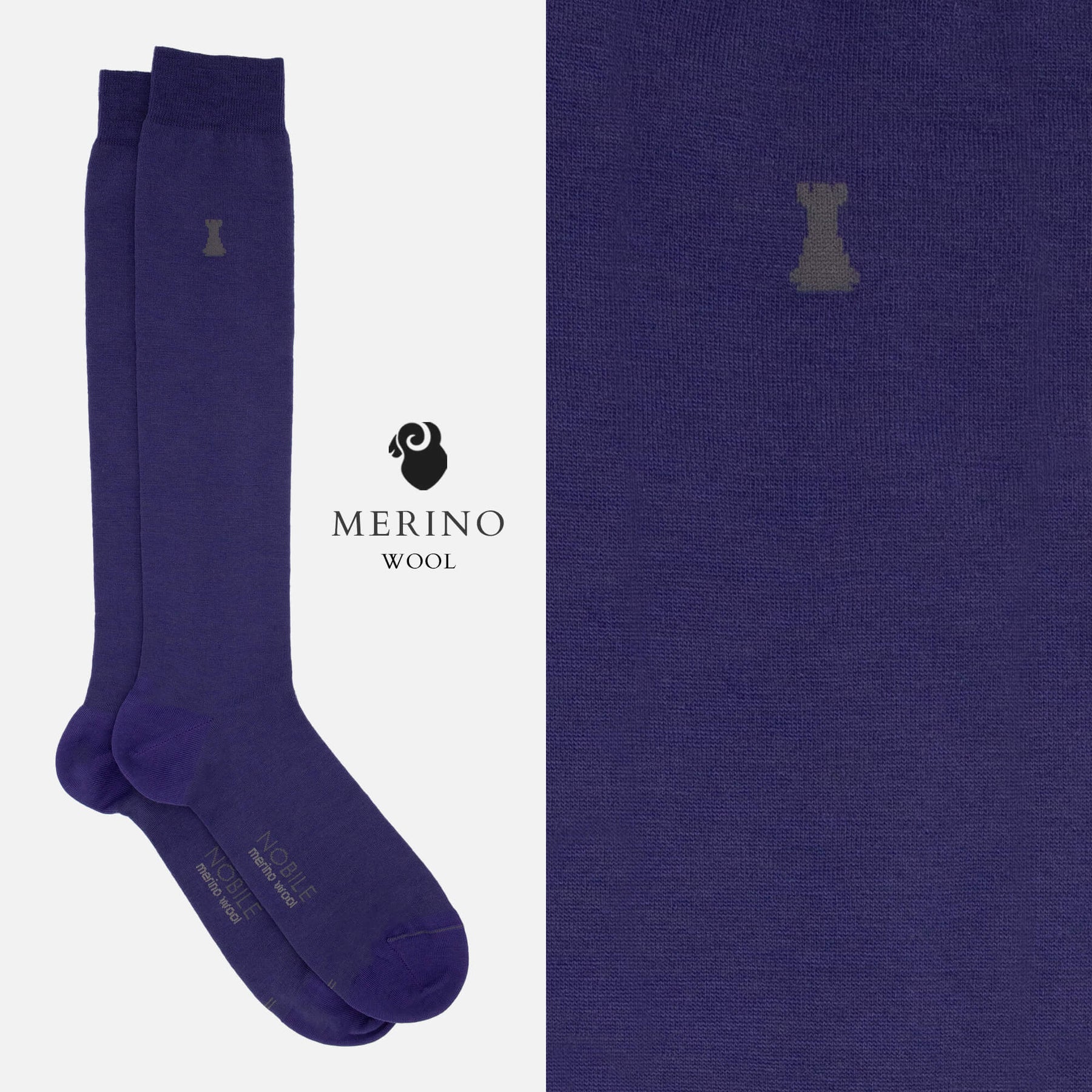 Wool Colors - Box of 6 long socks in solid color Merino wool