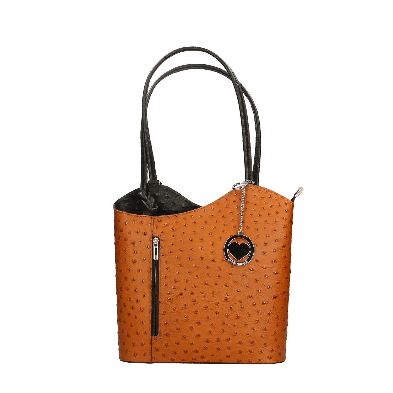 Women's Ostrich Print Leather Shoulder Bag - Cancun 3005. 