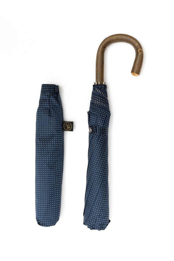 Mario Talarico blue polka dot foldable umbrella with lemon handle