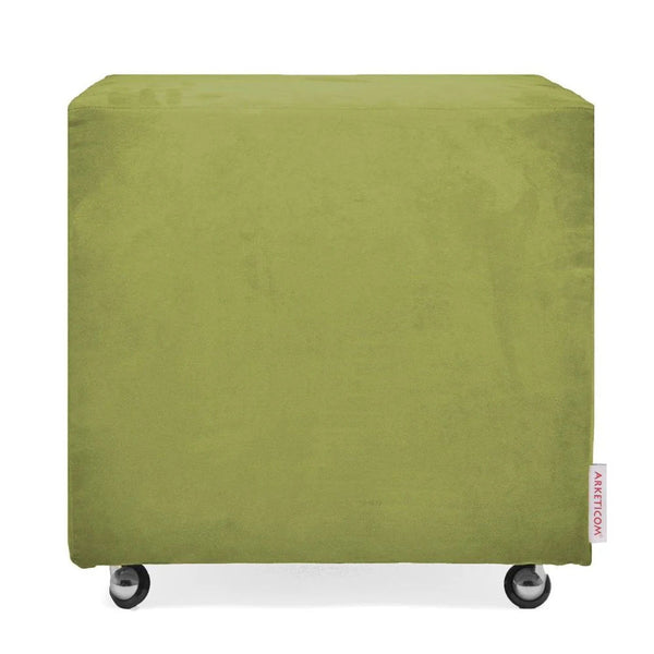 UILLS 55, Pouf Footrest with Wheels in Microfiber 55x55 h42