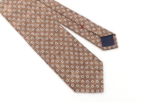 Brown micro-patterned tie in pure silk