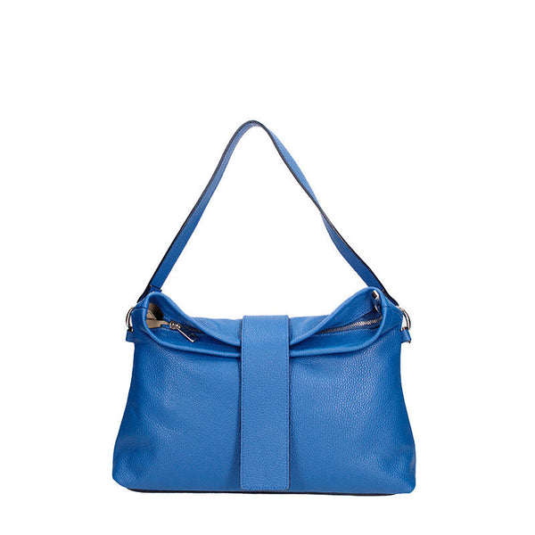 Large leather shoulder bag with central band - 7158. 